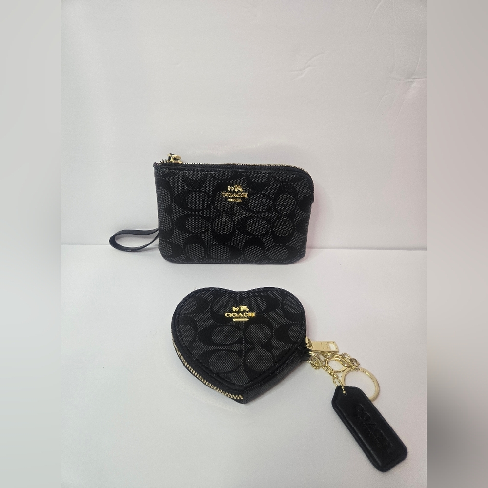 Coach brand accessories include a wristband and a purse